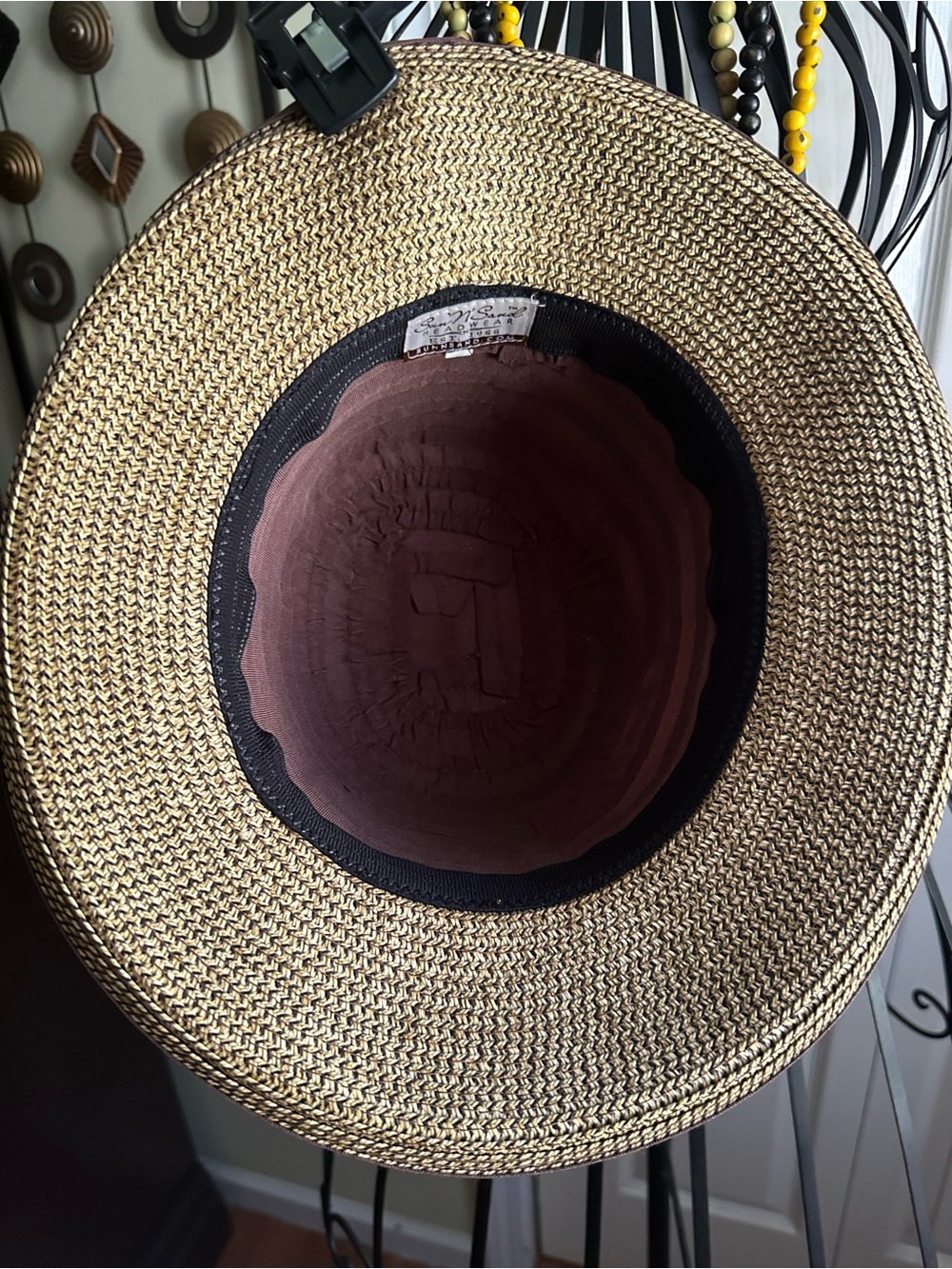Sun 'N' Sand Metallic Gold Embroidered Ribbon Packable Bucket Sun Hat - Picture 4 of 5